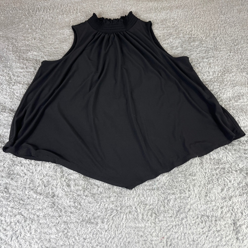 EST. 1946 Black Smocked High Neck Sleeveless Handkerchief Hem Plus Size 22/24W